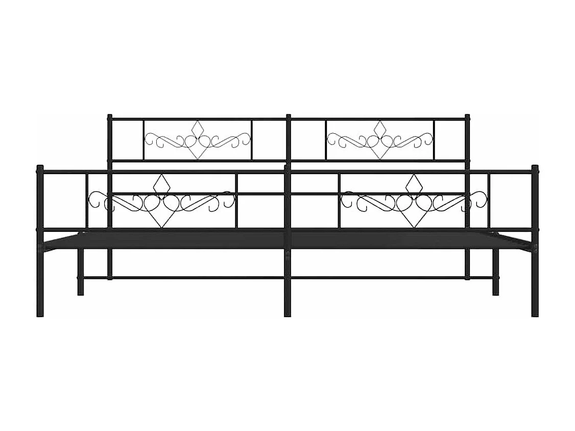 Lit double | Lit adulte | Cadre de lit métal avec pied de lit noir 193x203cm