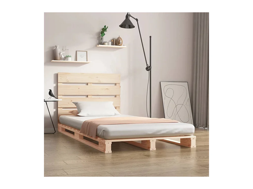 Letto per adulti | Letto singolo | Giroletto senza Materasso 100x200 cm in Legno Massello di Pino