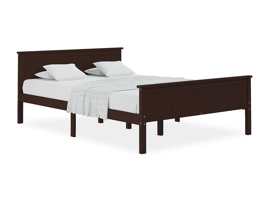 Lit double | Lit adulte | Cadre de lit marron foncé pin massif 160x200 cm