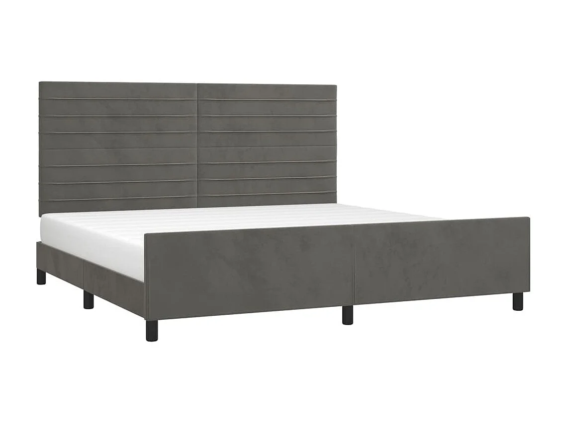 Lit double | Lit adulte | Cadre de lit gris foncé 200x200 cm velours