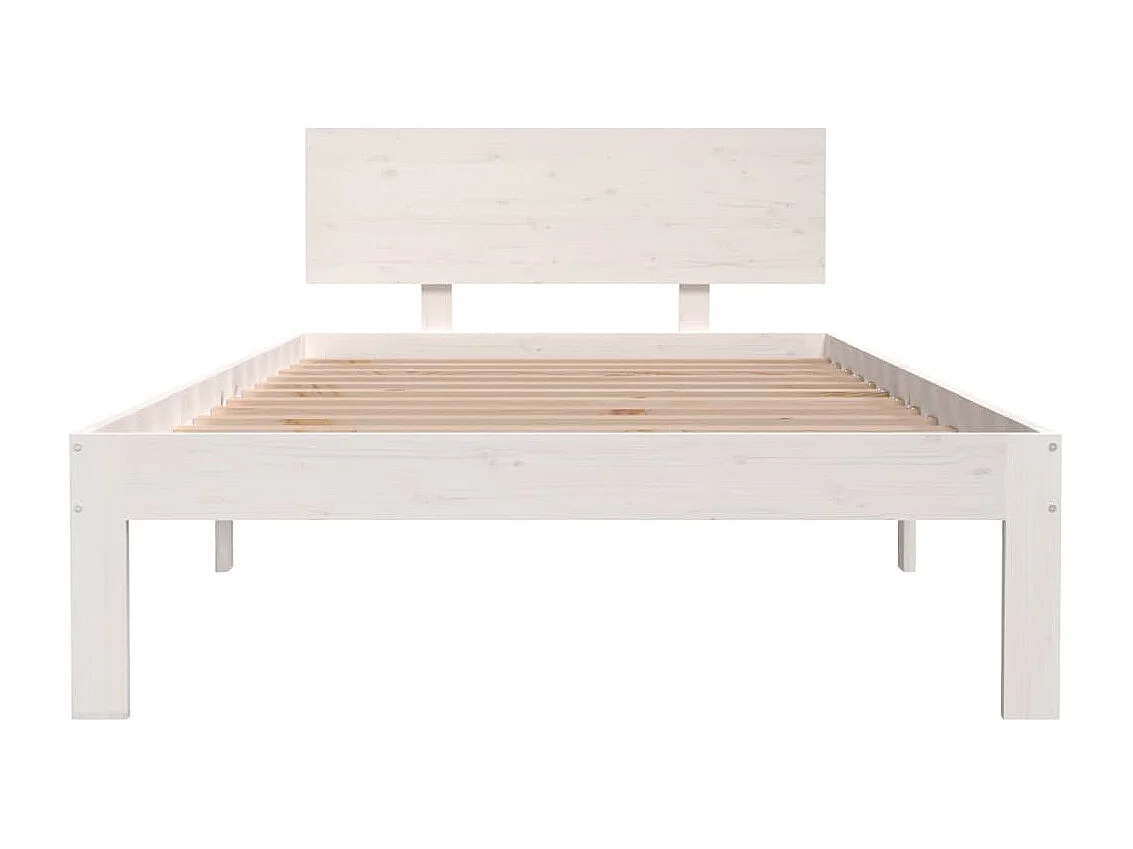 Lit simple | Lit adulte, enfant | Cadre de lit blanc bois de pin massif 100x200 cm
