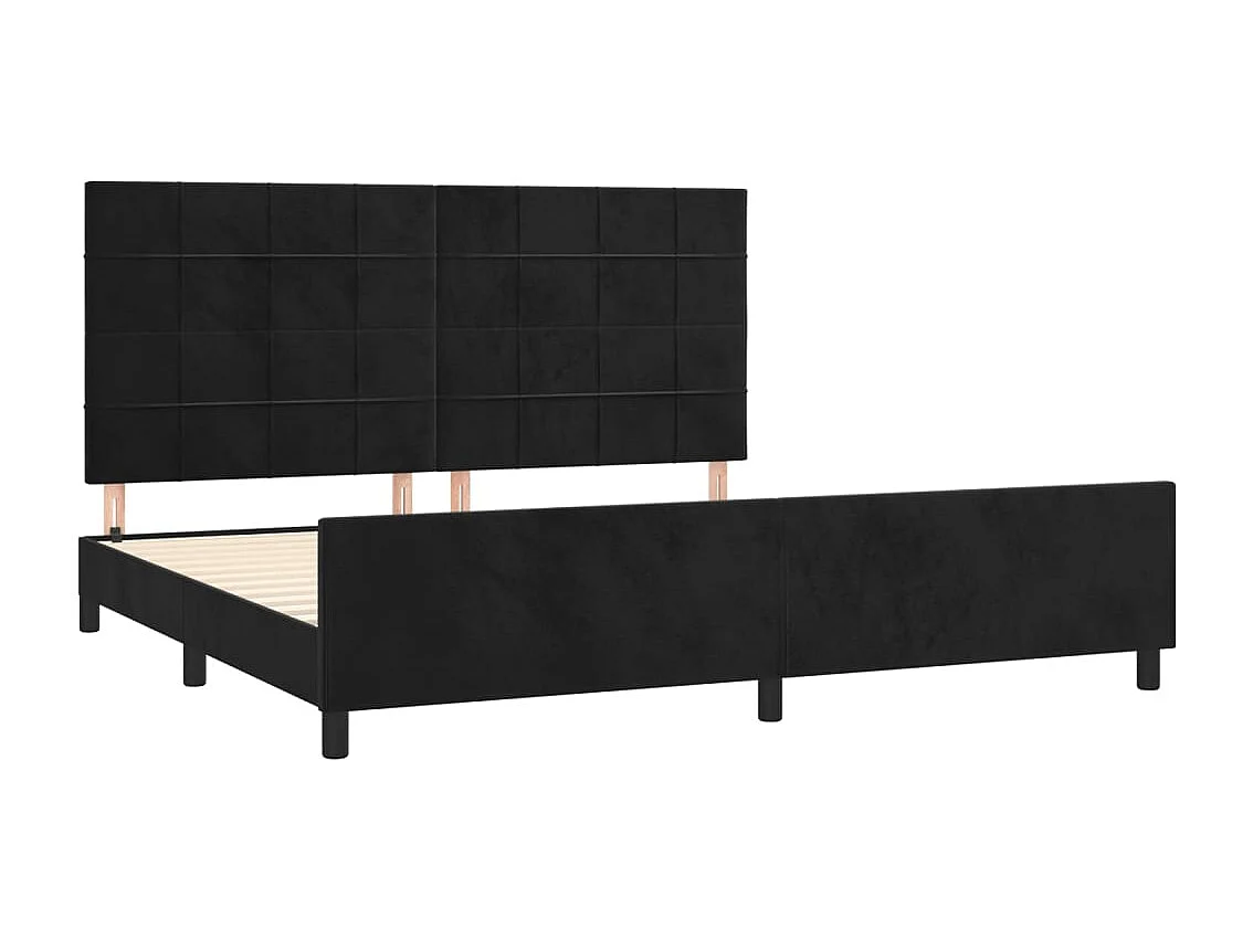 Lit double | Lit adulte | Cadre de lit noir 200x200 cm velours