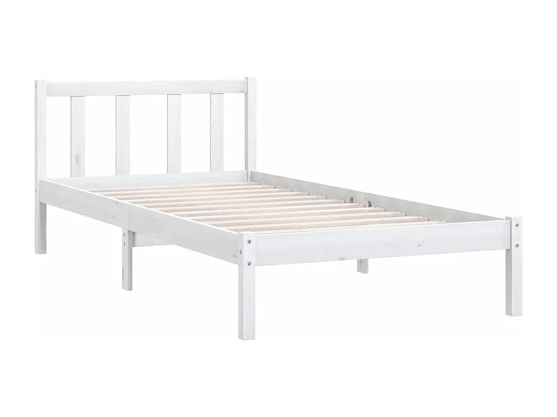 Lit simple | Lit adulte, enfant | Cadre de lit blanc bois massif 75x190 cm