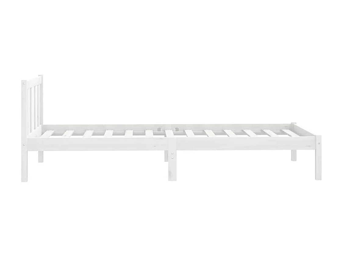 Lit simple | Lit adulte, enfant | Cadre de lit blanc bois massif 75x190 cm