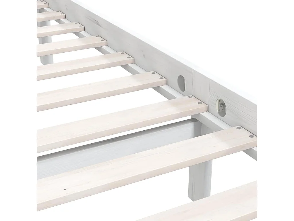 Lit simple | Lit adulte, enfant | Cadre de lit blanc bois massif 75x190 cm