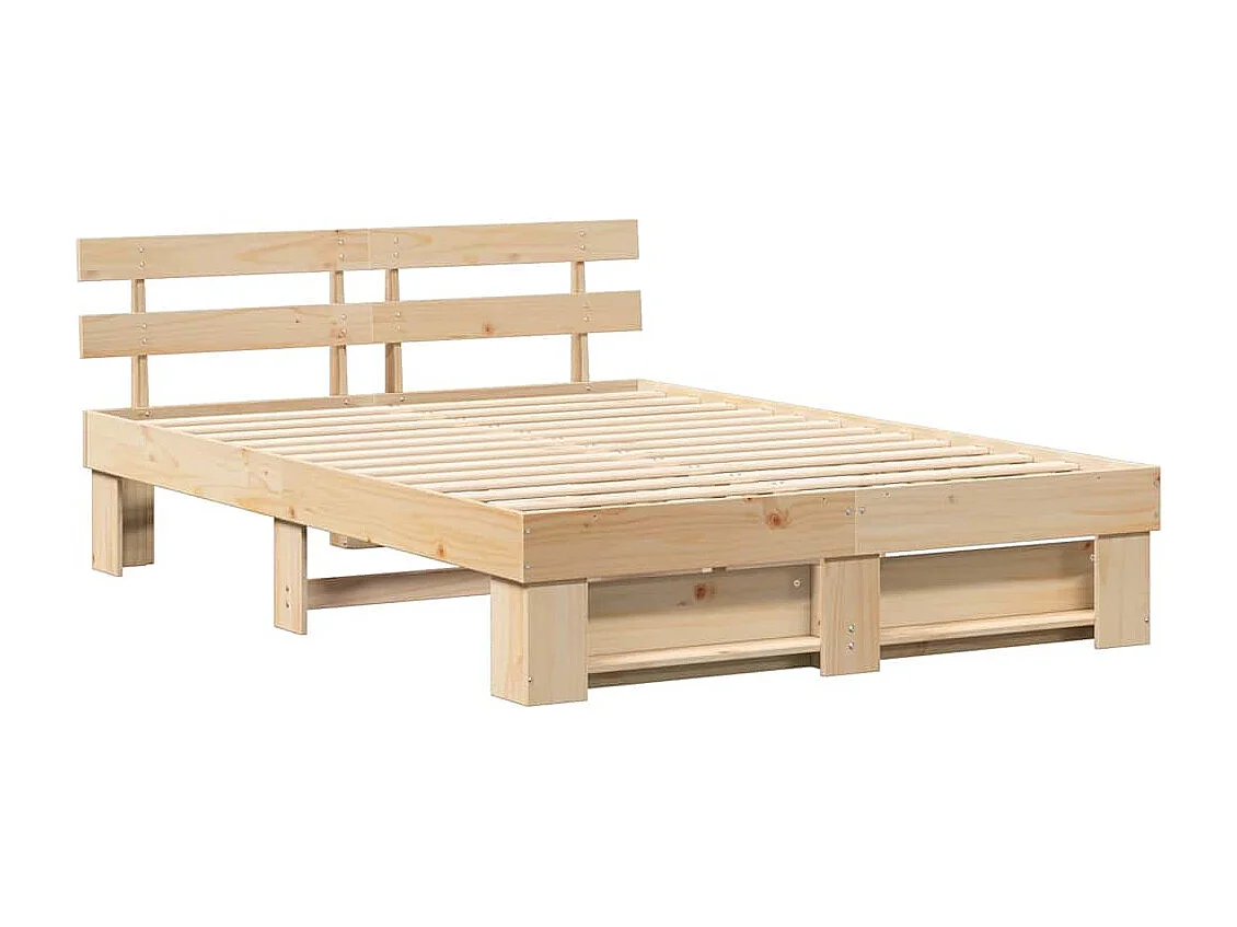 Lit double | Lit adulte | Cadre de lit Marron 160x200 cm Bois massif en pin