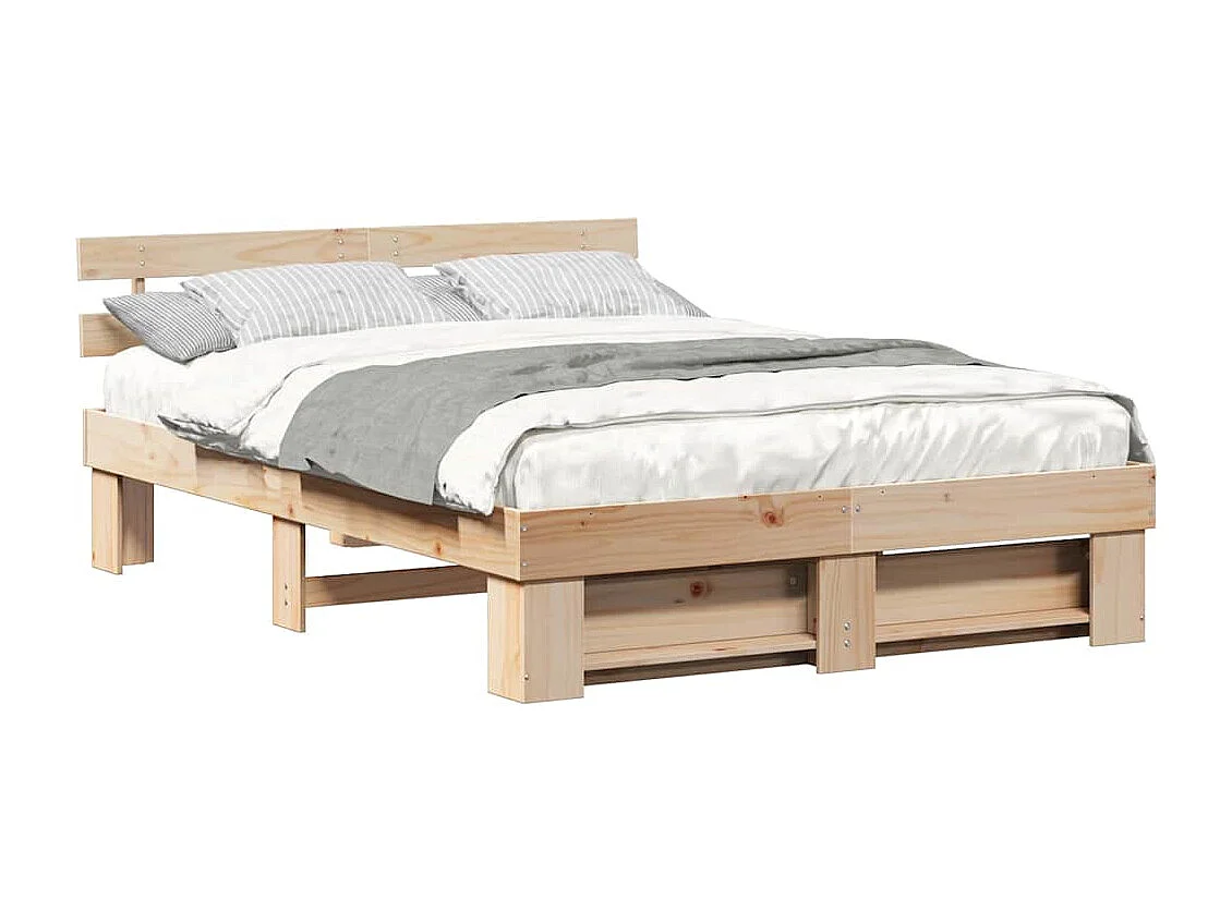 Lit double | Lit adulte | Cadre de lit Marron 160x200 cm Bois massif en pin