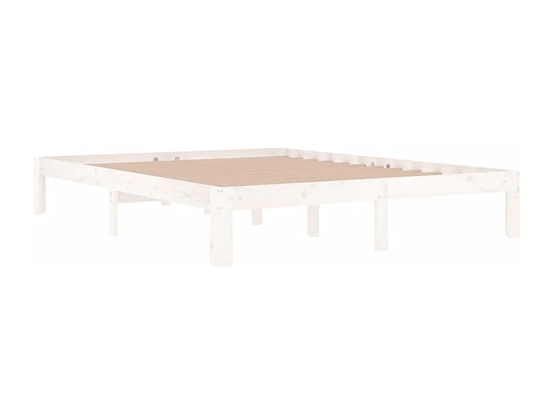 Lit double | Lit adulte | Cadre de lit blanc bois massif 150x200 cm