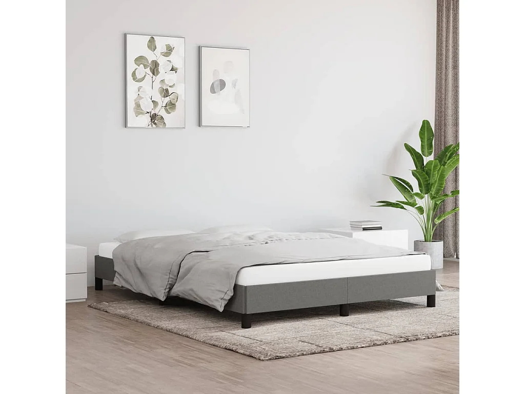 Lit double | Lit adulte | Cadre de lit gris foncé 140x200 cm tissu