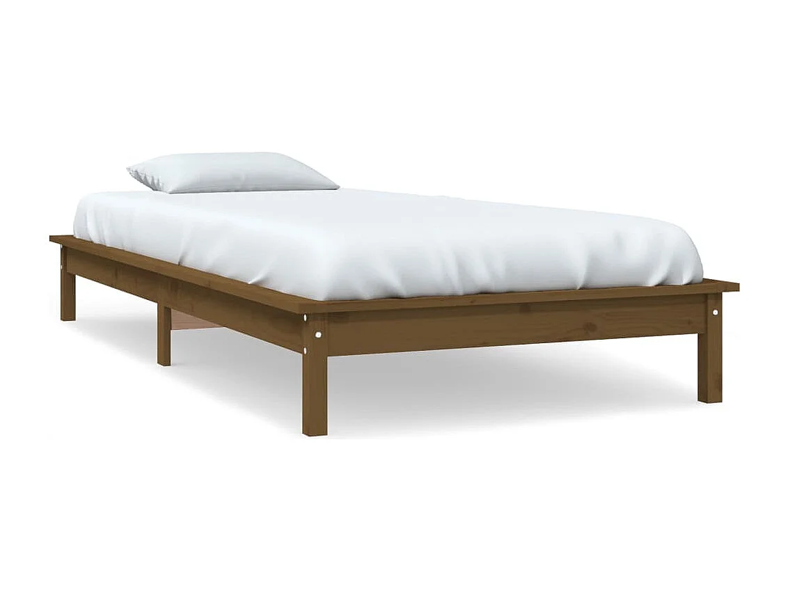 Lit simple | Lit adulte, enfant | Cadre de lit marron miel 90x200 cm bois massif