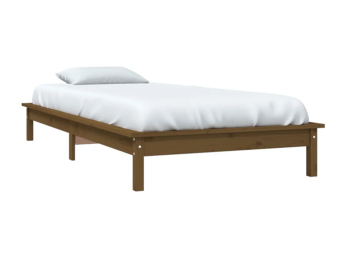 Lit simple | Lit adulte, enfant | Cadre de lit marron miel 90x200 cm bois massif