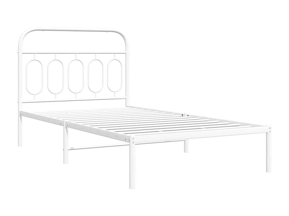 Lit simple | Lit adulte, enfant | Cadre de lit métal et tête de lit blanc 100x200 cm