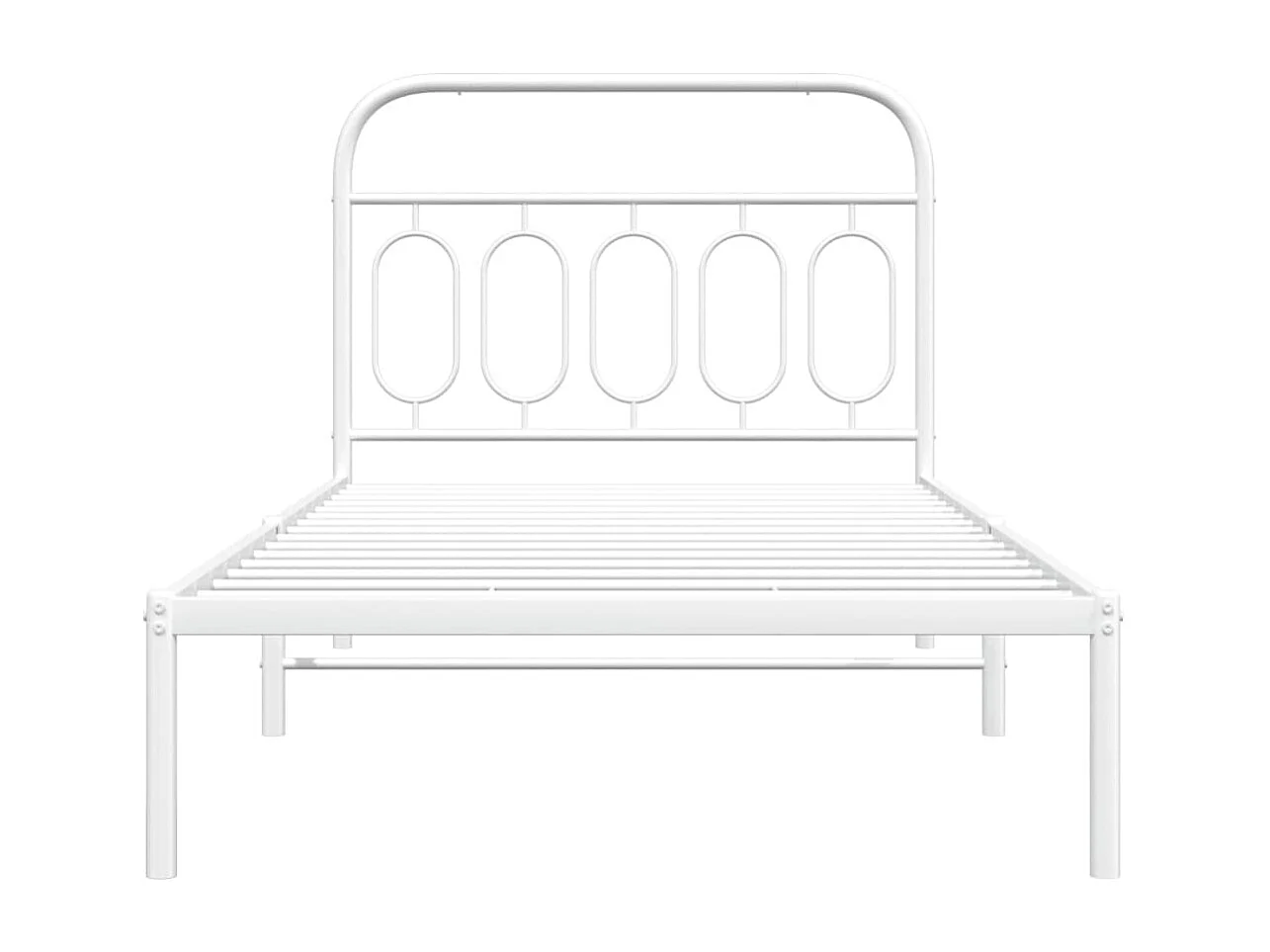 Lit simple | Lit adulte, enfant | Cadre de lit métal et tête de lit blanc 100x200 cm