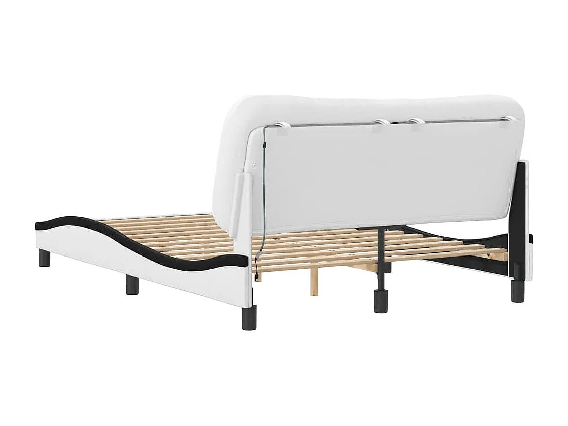 Lit simple | Lit adulte, enfant | Cadre de lit avec LED blanc et noir 120x200 cm