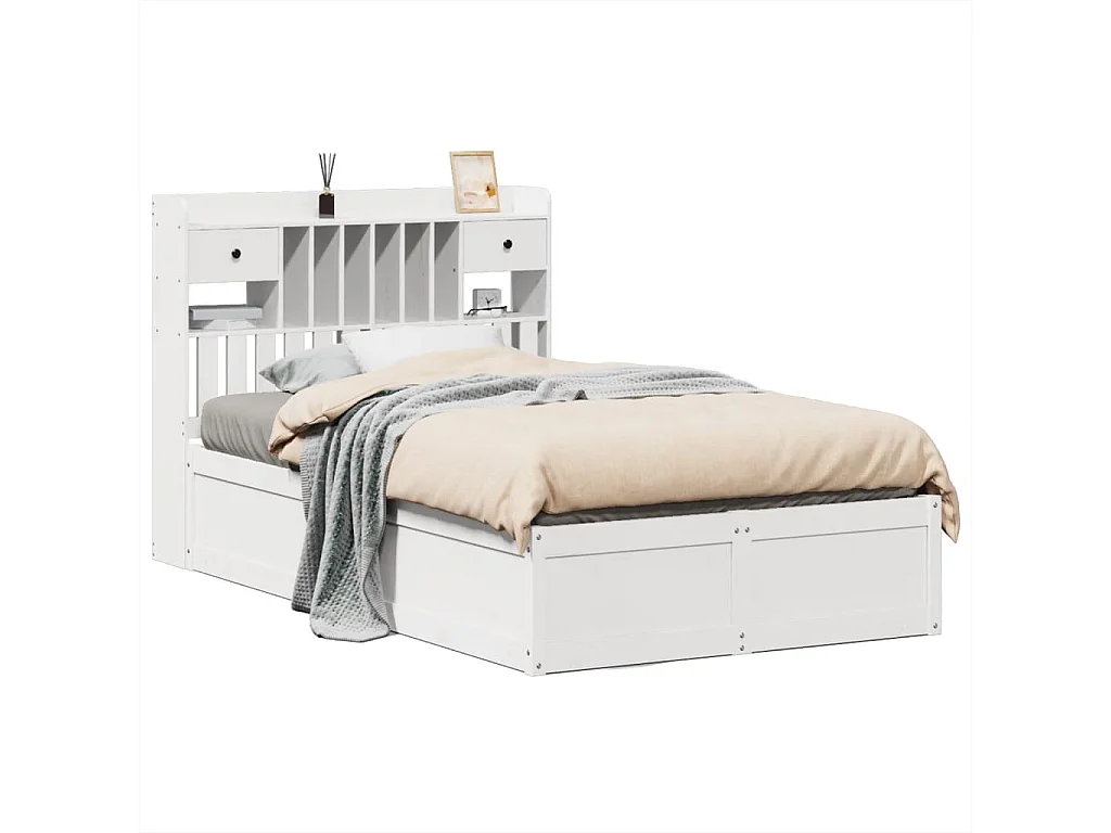 Lit double | Lit adulte | Cadre de lit blanc 135x190 cm bois de pin massif