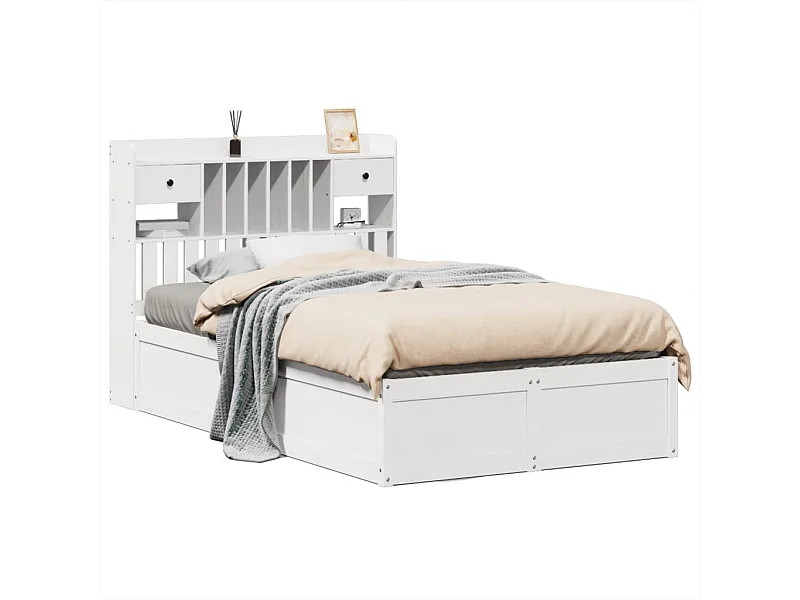 Lit double | Lit adulte | Cadre de lit blanc 135x190 cm bois de pin massif