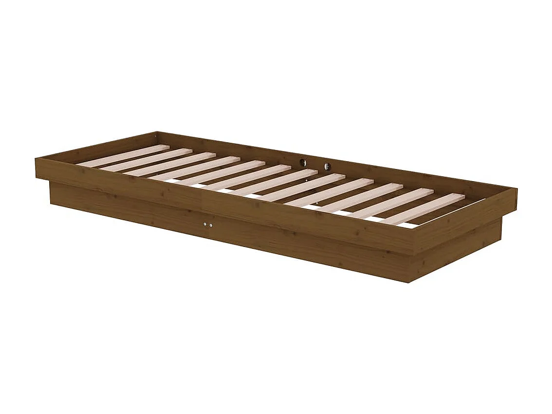 Lit simple | Lit adulte, enfant | Cadre de lit marron miel bois massif 75x190 cm
