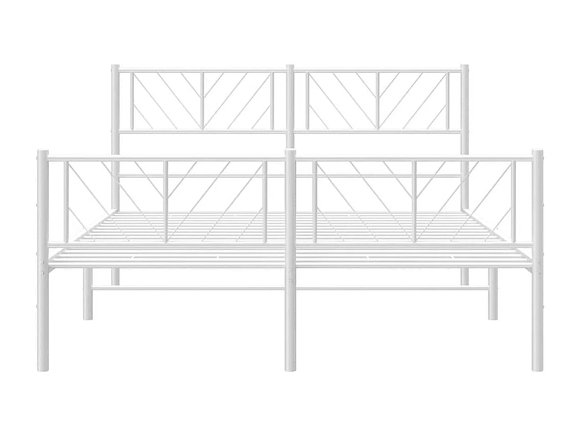 Lit double | Lit adulte | Cadre de lit métal et pied de lit blanc 135x190 cm