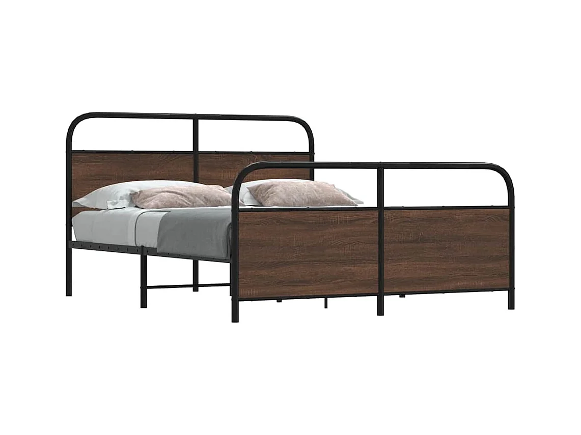 Letto per adulti | Letto matrimoniale | Giroletto senza Materaso in Metallo Rovere Marrone 160x200 cm