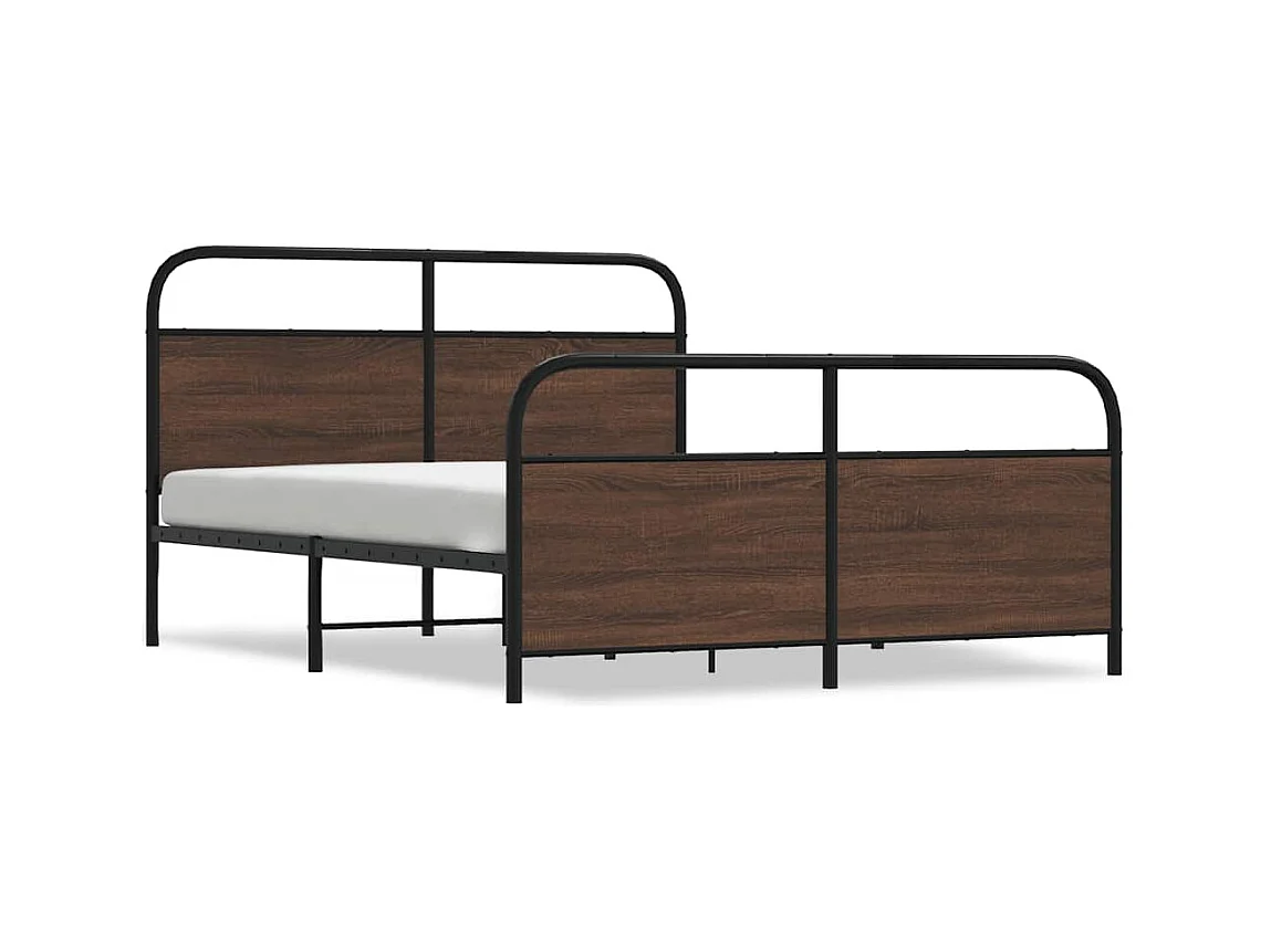 Letto per adulti | Letto matrimoniale | Giroletto senza Materaso in Metallo Rovere Marrone 160x200 cm