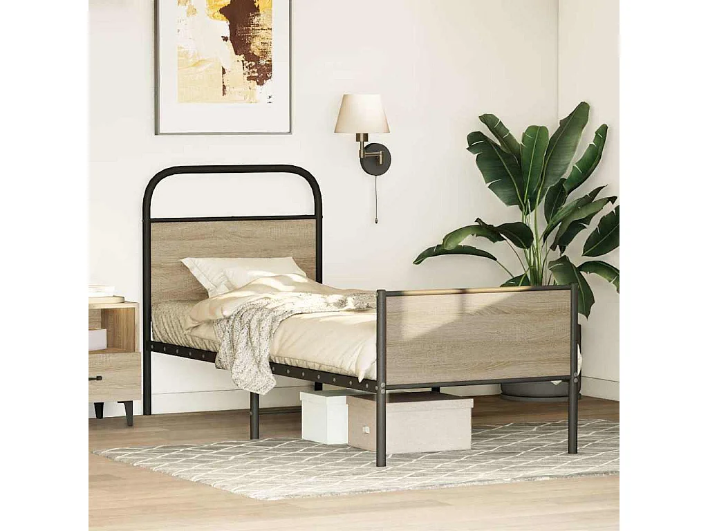 Letto per adulti | Letto singolo | Giroletto senza Materasso Rovere Sonoma 75x190 cm in Truciolato