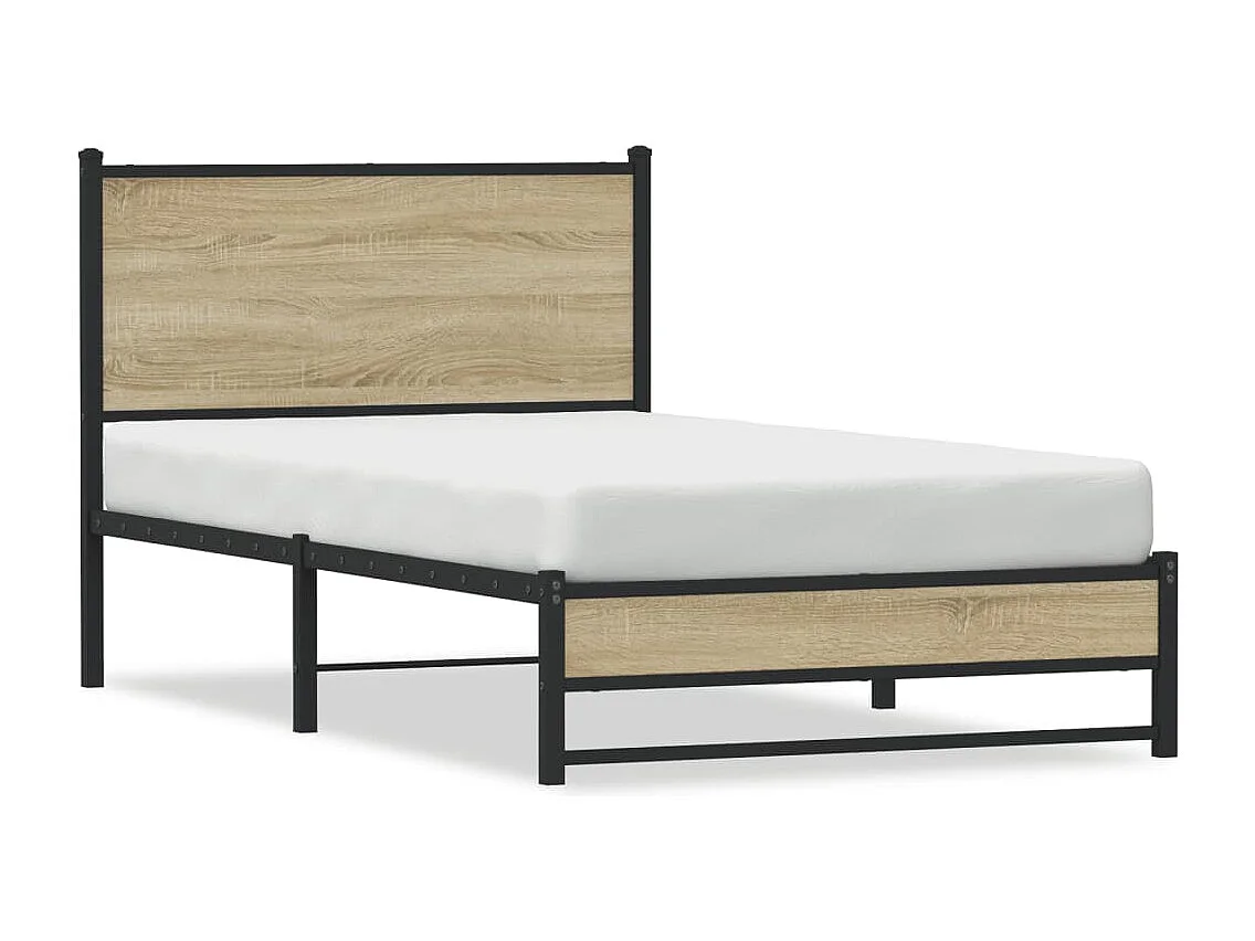 Letto per adulti | Letto singolo | Giroletto senza Materaso in Metallo Rovere Sonoma 100x190 cm