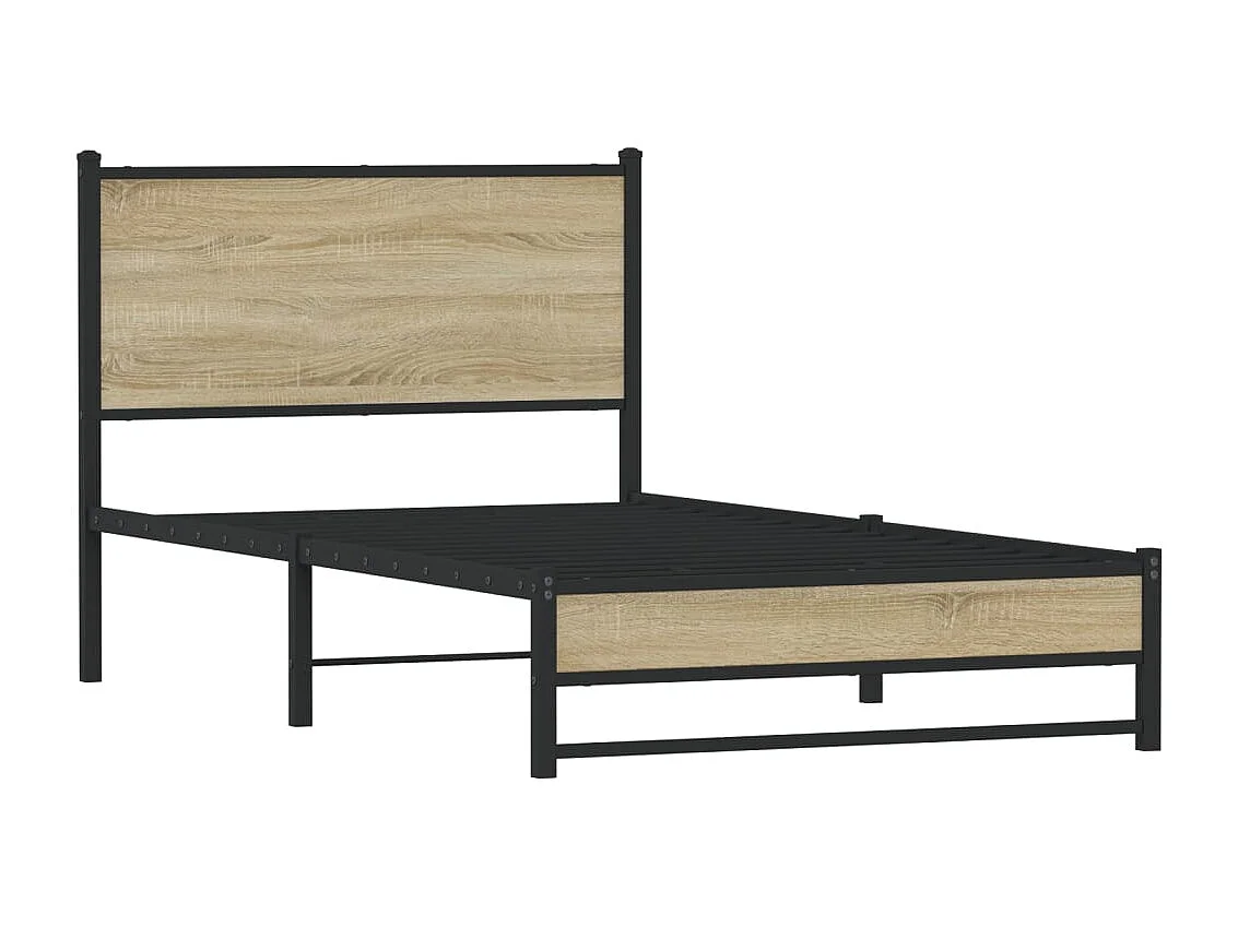 Letto per adulti | Letto singolo | Giroletto senza Materaso in Metallo Rovere Sonoma 100x190 cm