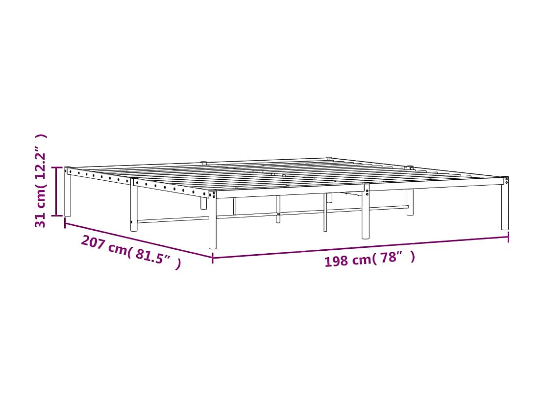 Lit double | Lit adulte | Cadre de lit métal blanc 193x203 cm