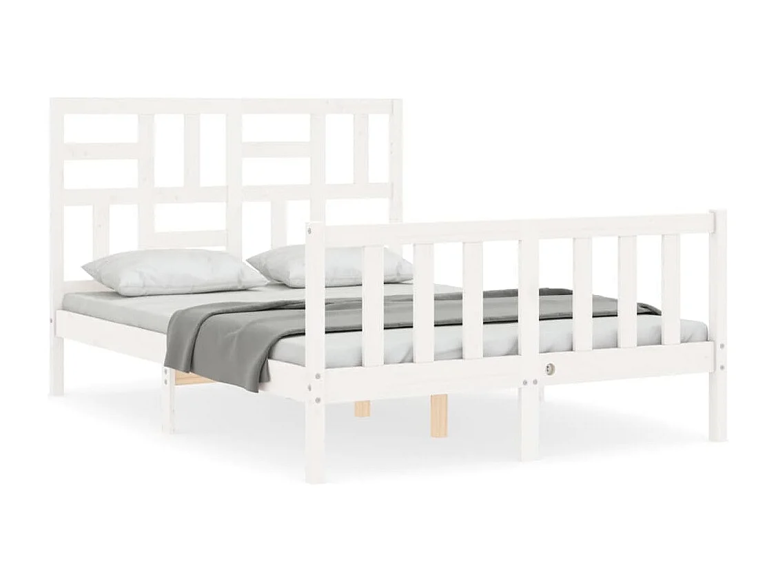 Lit simple | Lit adulte, enfant | Cadre de lit blanc 120x200 cm bois de pin massif