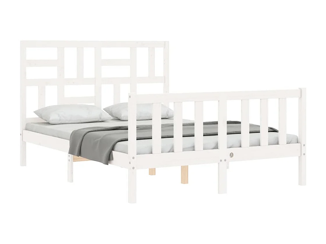 Lit simple | Lit adulte, enfant | Cadre de lit blanc 120x200 cm bois de pin massif