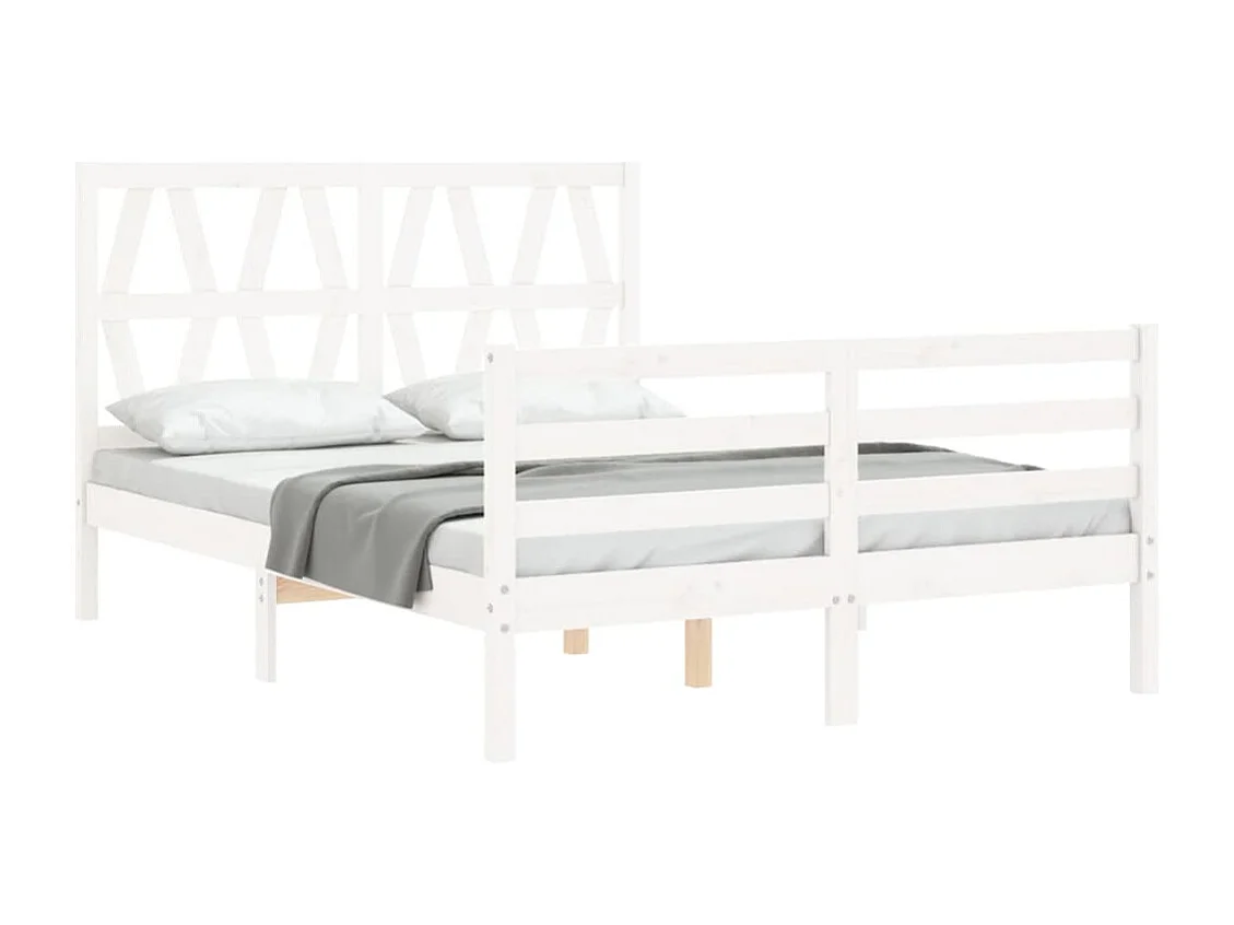 Lit simple | Lit adulte, enfant | Cadre de lit blanc bois massif 120x190 cm