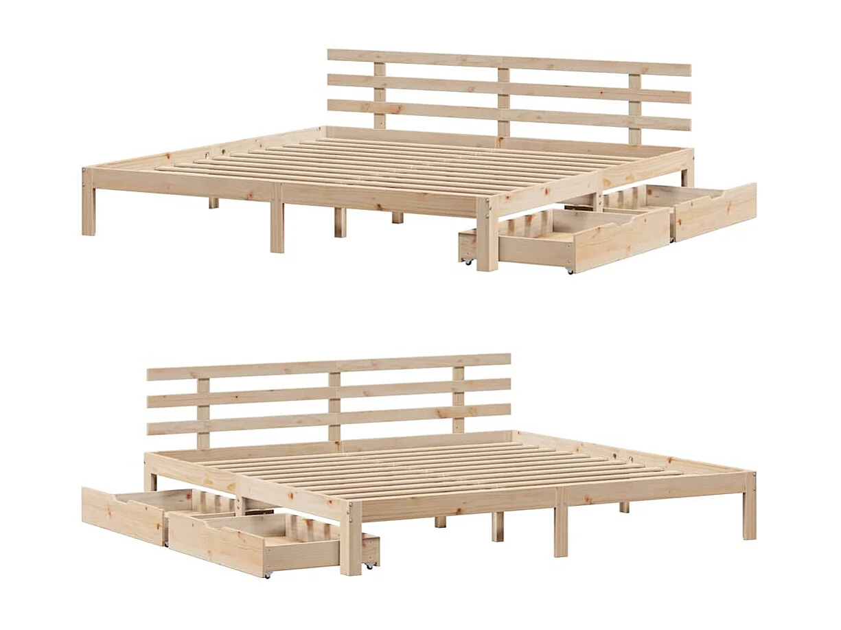 Lit double | Lit adulte | Cadre de lit avec tiroirs 200x200 cm