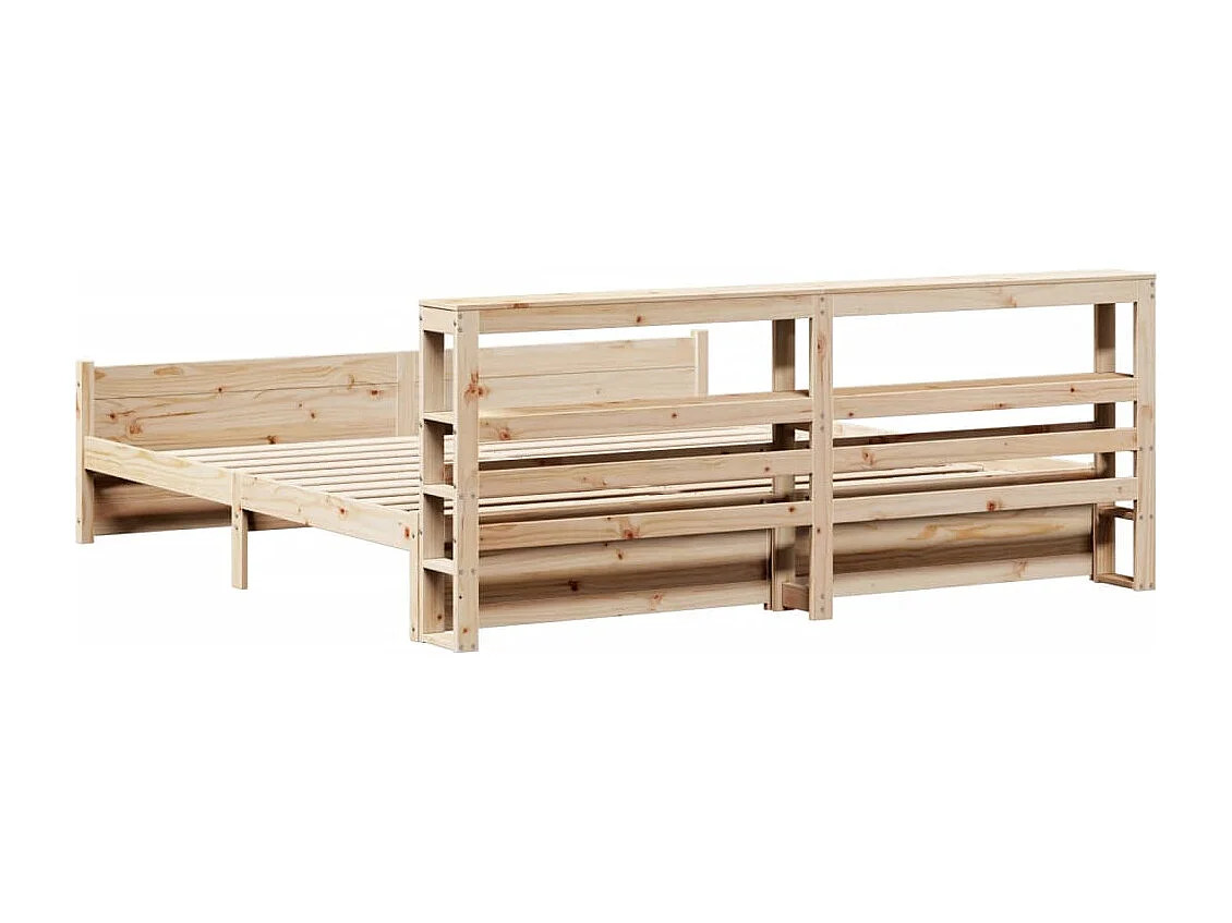 Letto per adulti | Letto matrimoniale | Giroletto con Testiera 200x200 cm in Legno Massello di Pino