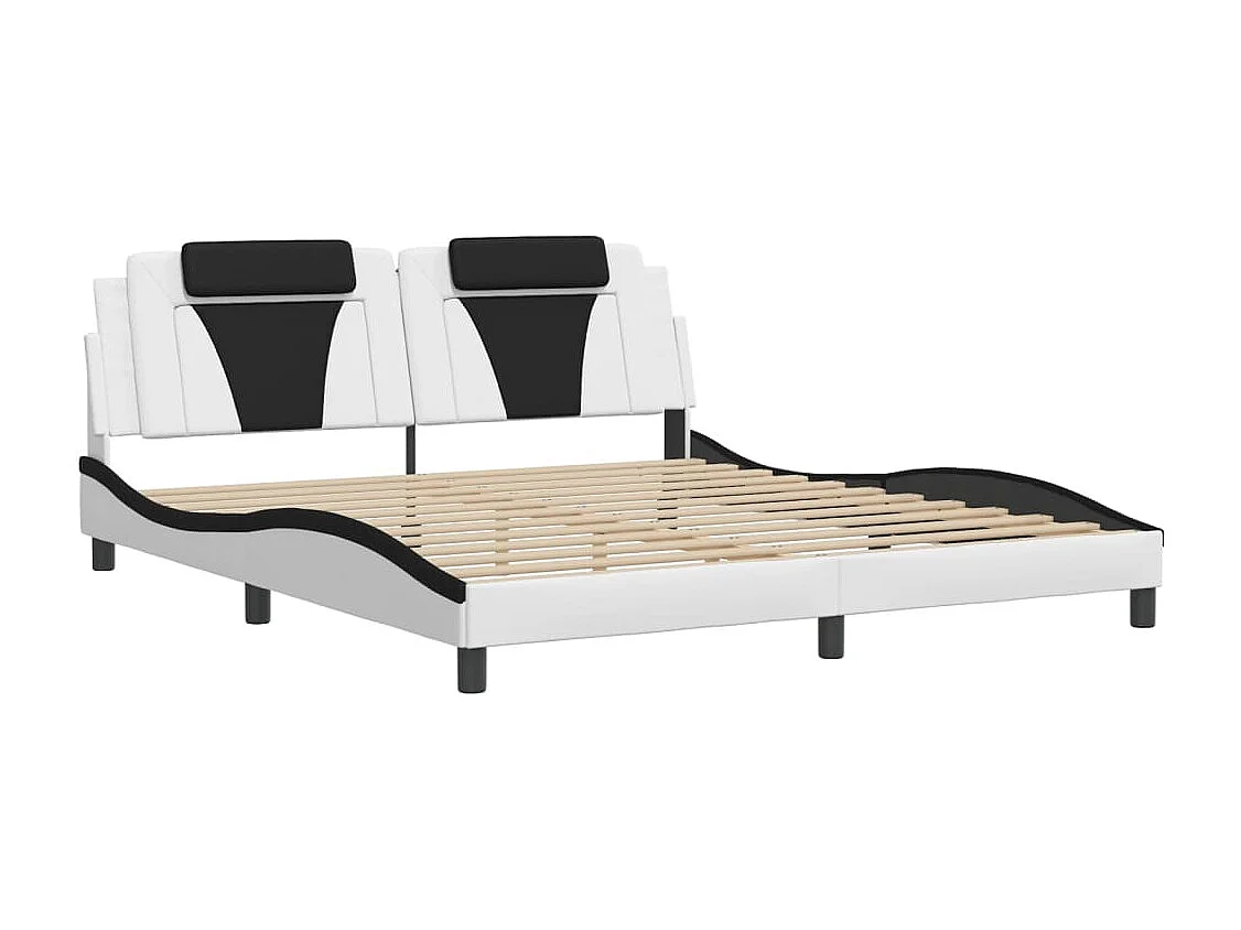 Lit double | Lit adulte | Cadre de lit blanc et noir 180x200 cm similicuir