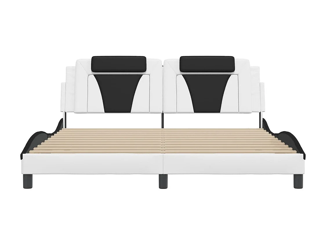 Lit double | Lit adulte | Cadre de lit blanc et noir 180x200 cm similicuir