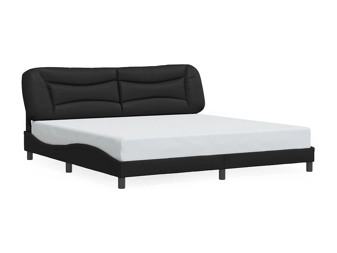 Lit double | Lit adulte | Cadre de lit noir 200x200 cm similicuir