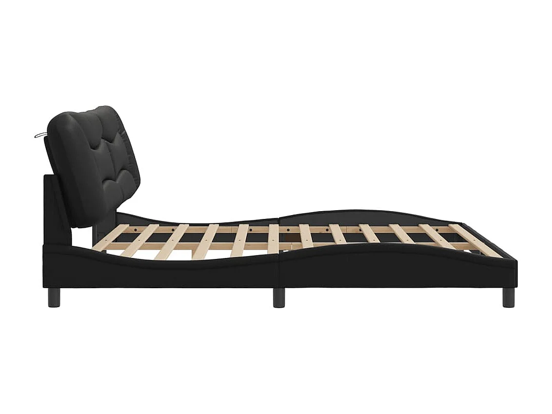 Lit double | Lit adulte | Cadre de lit noir 200x200 cm similicuir