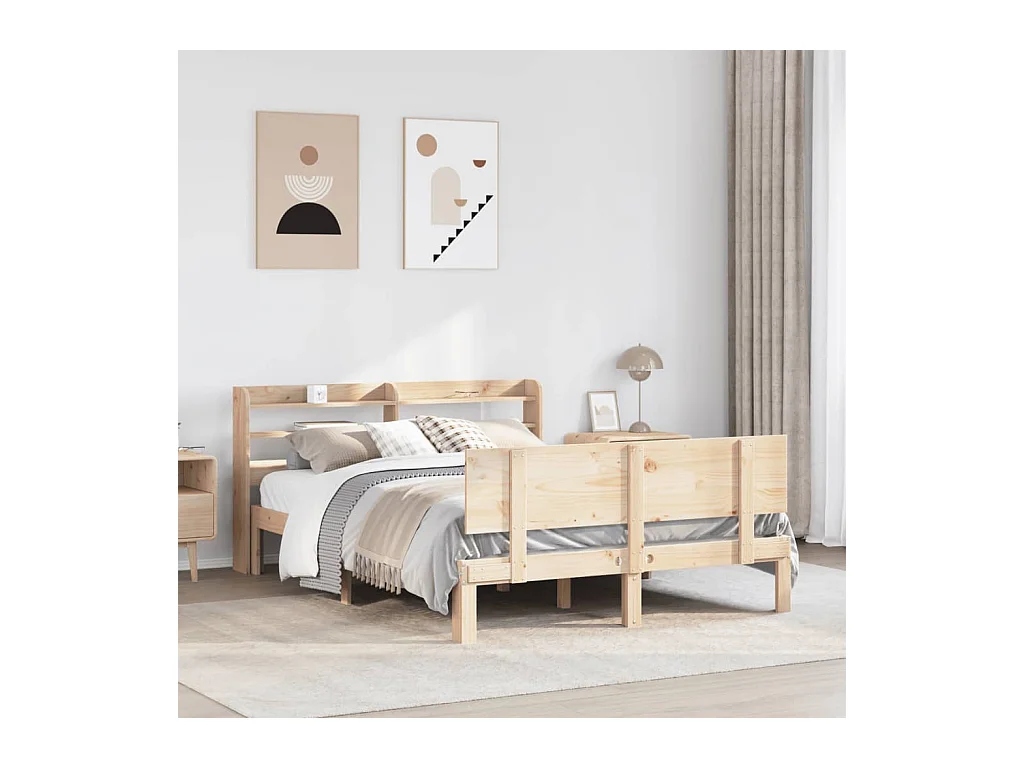 Letto per adulti | Letto singolo | Giroletto con Testiera 120x190 cm in Legno Massello di Pino