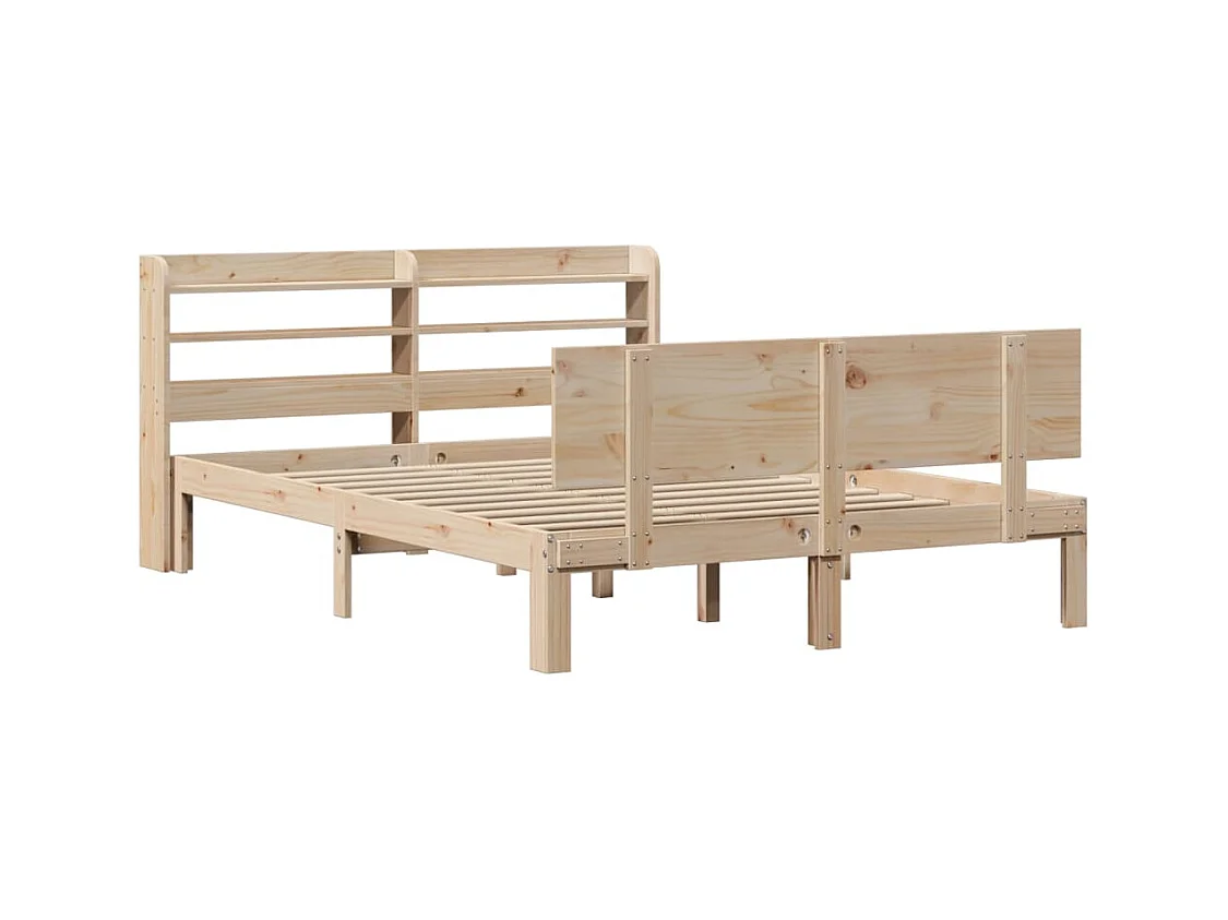 Letto per adulti | Letto singolo | Giroletto con Testiera 120x190 cm in Legno Massello di Pino