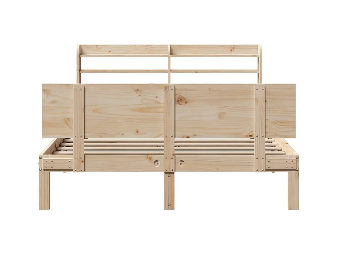 Letto per adulti | Letto singolo | Giroletto con Testiera 120x190 cm in Legno Massello di Pino