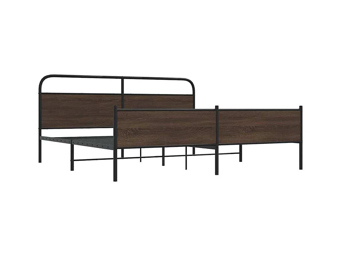 Letto per adulti | Letto matrimoniale | Giroletto senza Materaso in Metallo Rovere Marrone 183x213 cm