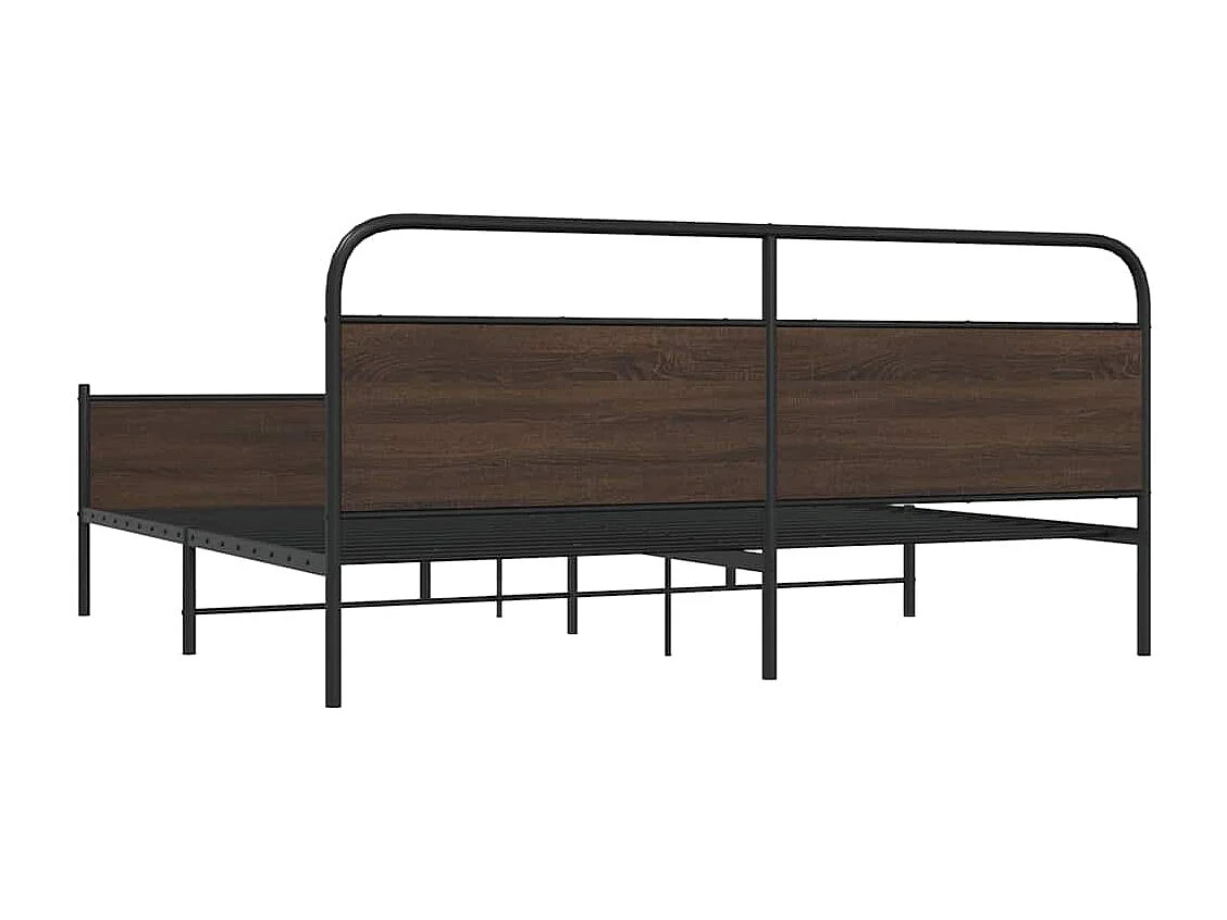 Letto per adulti | Letto matrimoniale | Giroletto senza Materaso in Metallo Rovere Marrone 183x213 cm
