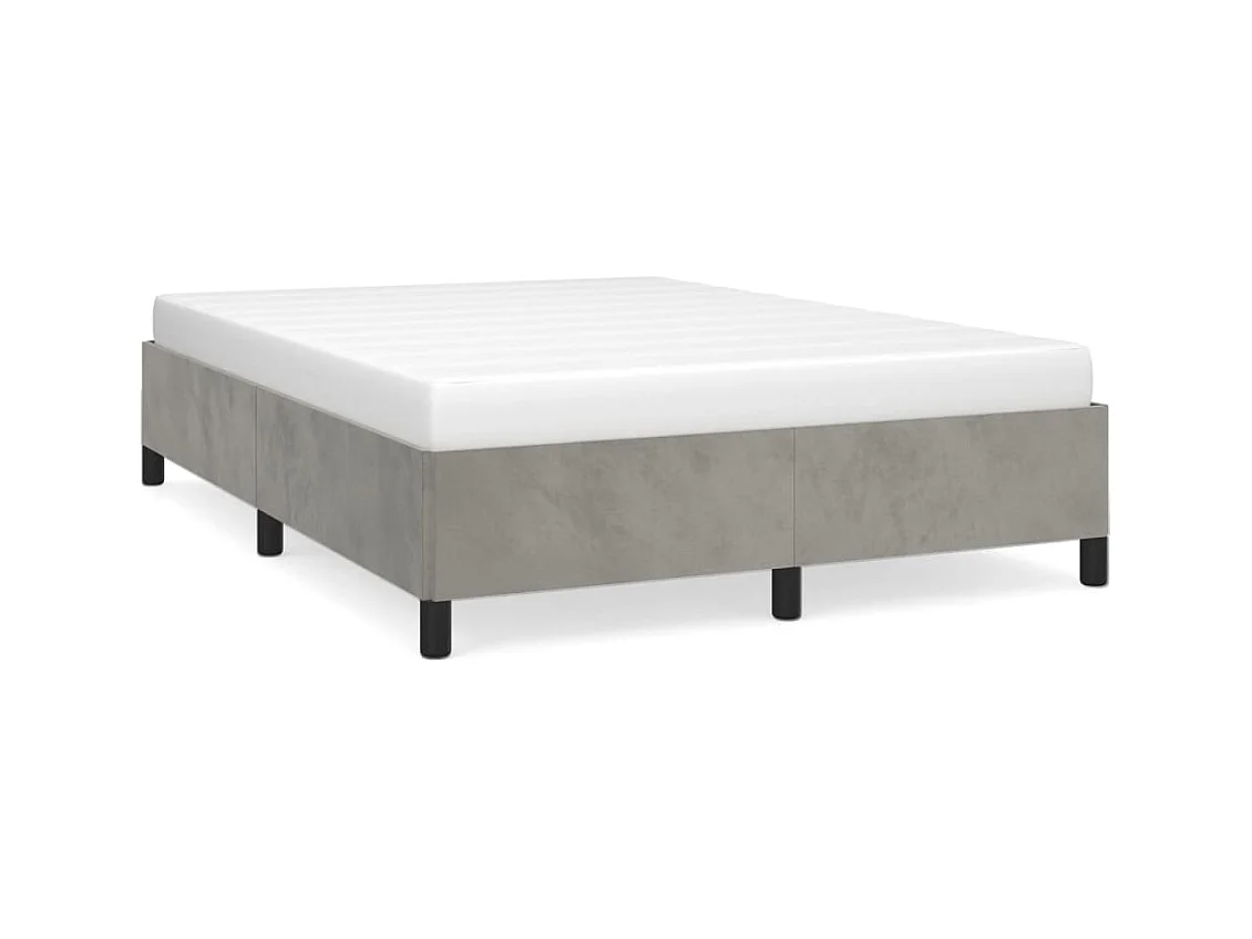 Lit double | Lit adulte | Cadre de lit gris clair 140x190 cm velours