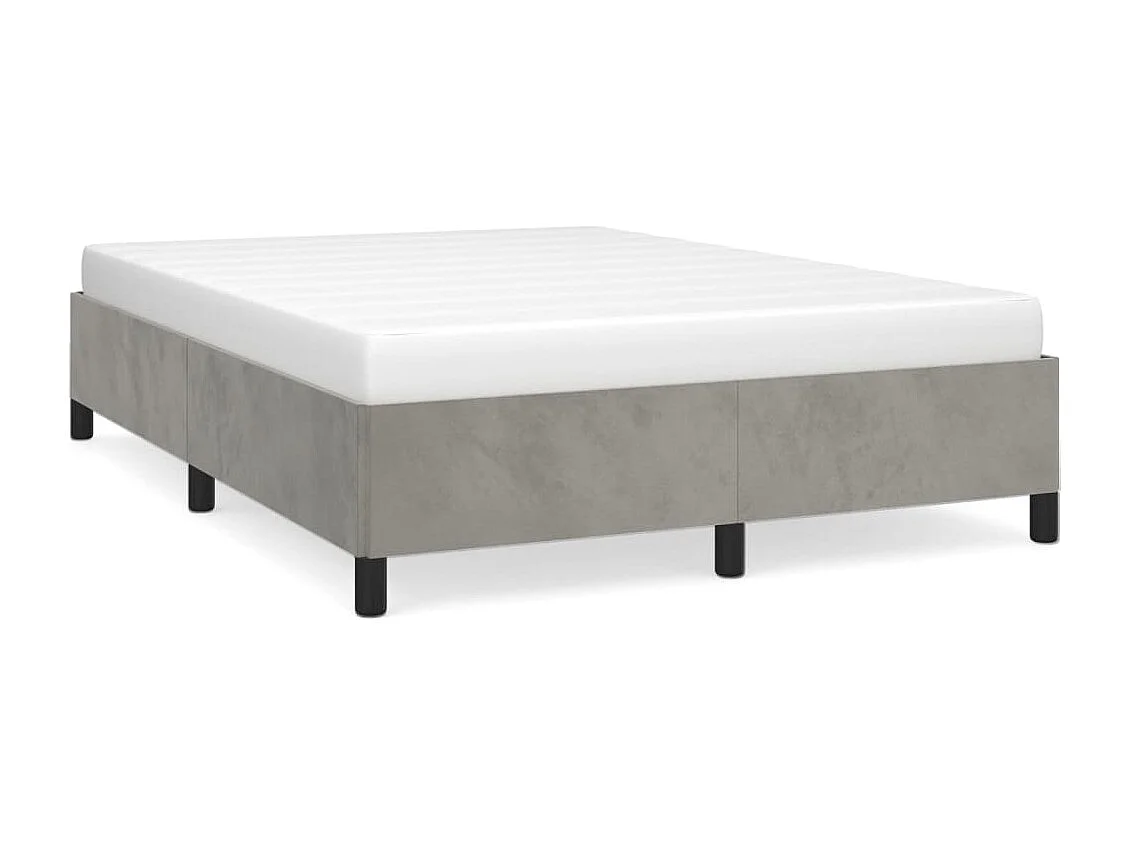Lit double | Lit adulte | Cadre de lit gris clair 140x190 cm velours