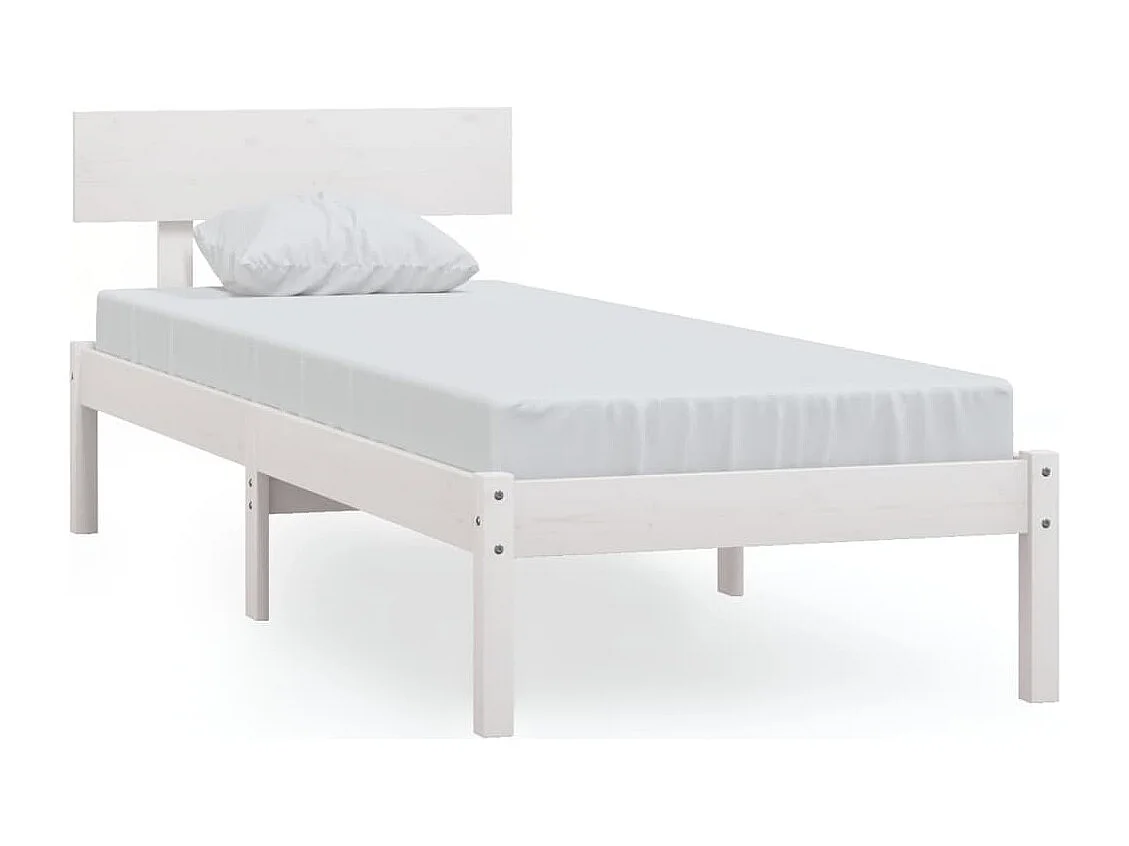Lit simple | Lit adulte, enfant | Cadre de lit blanc bois massif 100x200 cm