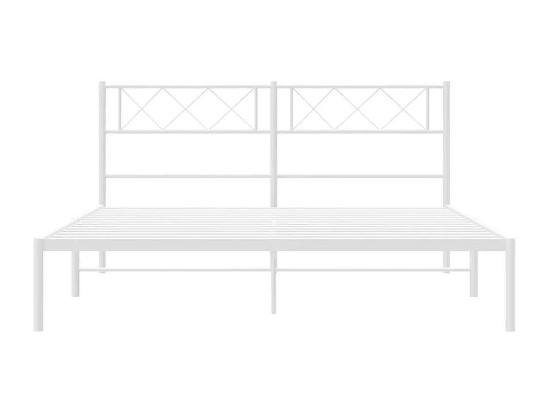 Lit double | Lit adulte | Cadre de lit métal et tête de lit blanc 140x200 cm