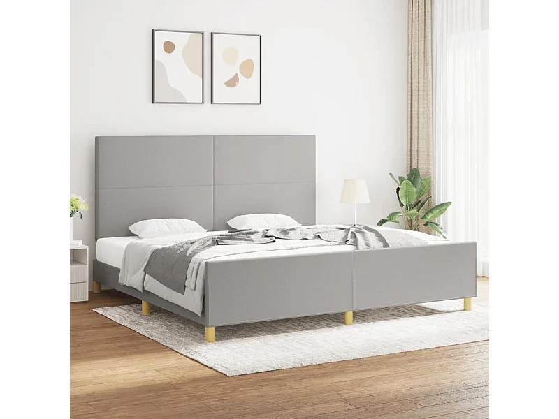 Lit double | Lit adulte | Cadre de lit gris clair 200x200 cm tissu