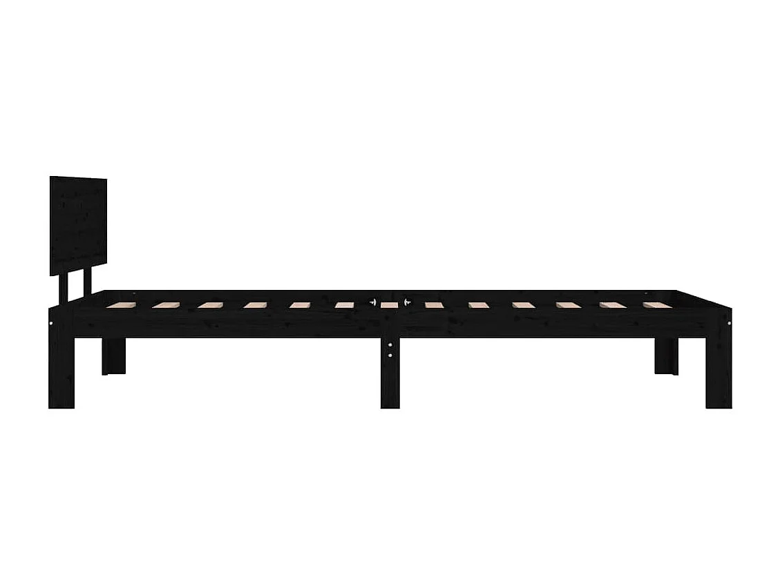Lit simple | Lit adulte, enfant | Cadre de lit noir bois de pin massif 90x200 cm