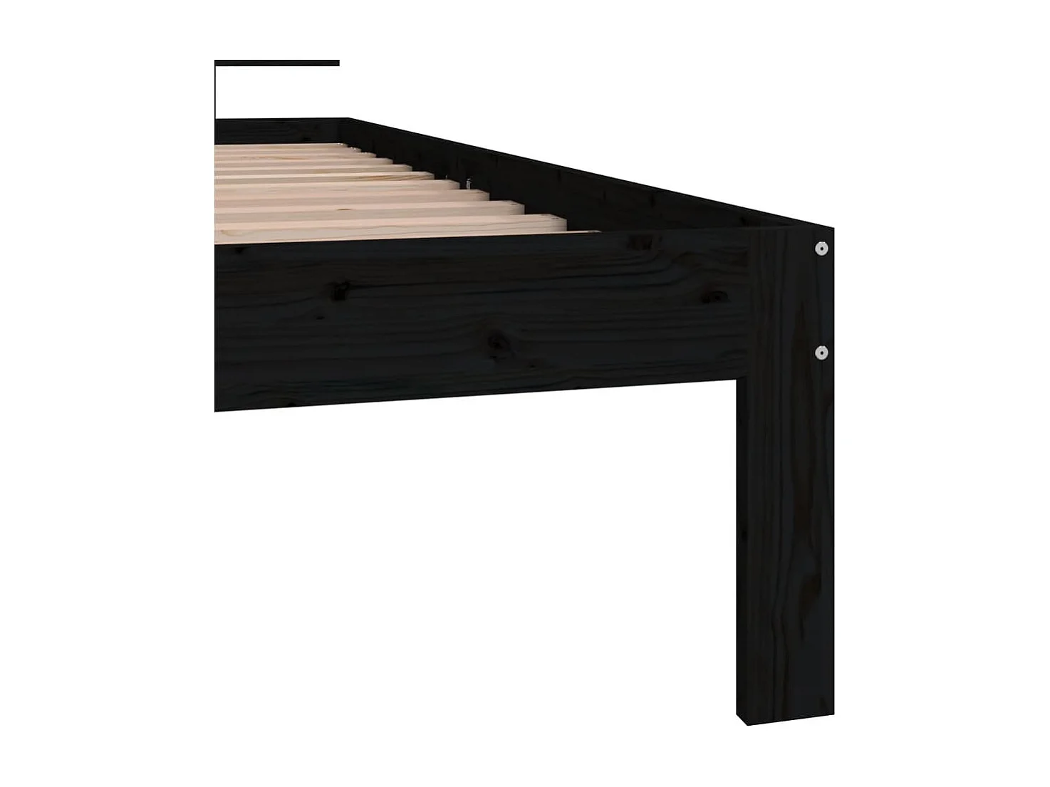 Lit simple | Lit adulte, enfant | Cadre de lit noir bois de pin massif 90x200 cm