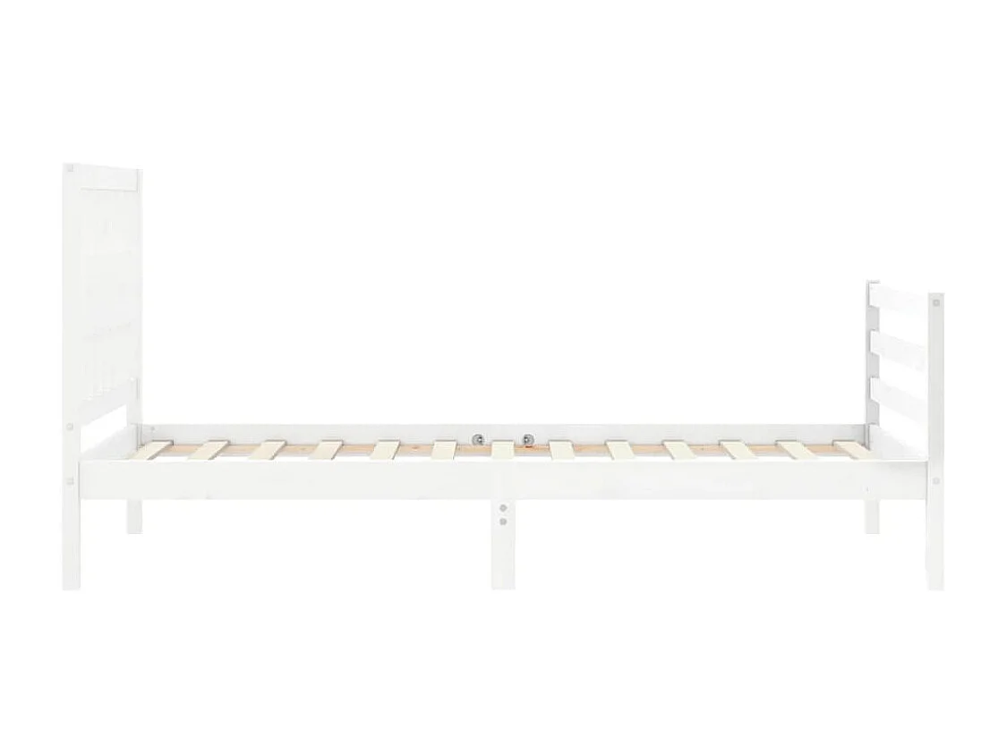 Lit simple | Lit adulte, enfant | Cadre de lit blanc bois massif 90x190 cm